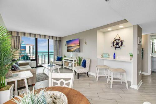 a living room with a view of the ocean at Stunning Penthouse! Amazing Oceanview! Dogs OK 1902 in Myrtle Beach