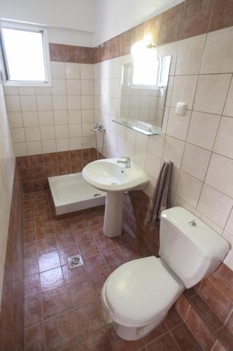 a bathroom with a toilet and a sink at Villa Herkules in Olympiaki Akti