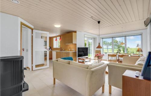 a living room with couches and a dining room at Awesome Home In Vestervig With Wifi in Vestervig