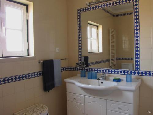 y baño con lavabo y espejo. en Quinta do Cerquito, en Ferreira do Zêzere