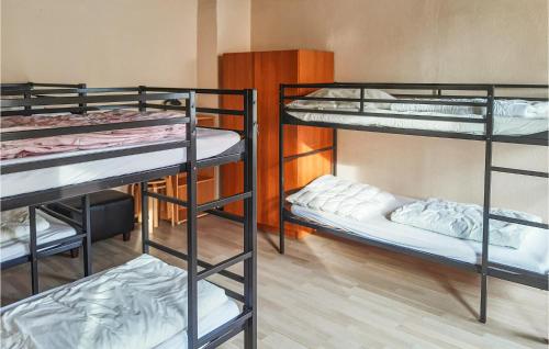 a room with three bunk beds in it at Amazing Home In Brüssow With Wifi in Brüssow