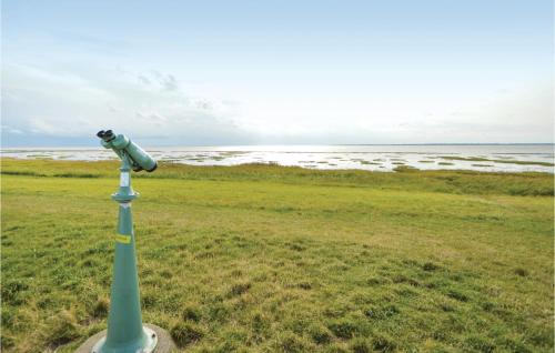 a telescope in a field next to the ocean at Holiday Home Østerende in Ballum