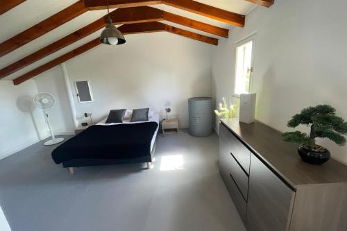 un salon avec un canapé et une table dans l'établissement Beautiful and spacious house near the sea, à Fréjus