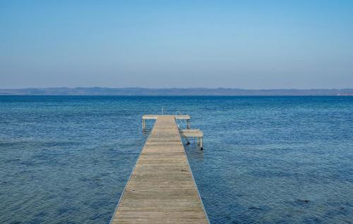 a wooden pier in the middle of the water at Beautiful Apartment In Ebeltoft in Ebeltoft