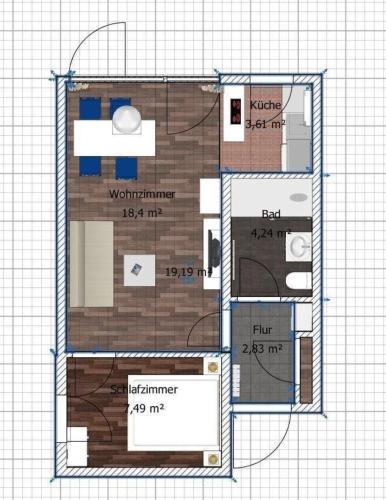 a drawing of a floor plan of a house at Modern ausgestattetes Ferienhaus mit möblierter Südhang-Terrasse im Altenautal in Husen