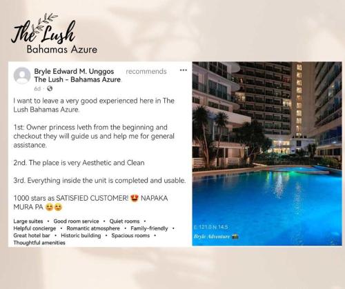 Piscina di Azure Paranaque Staycation by The Lush - Bahamas o nelle vicinanze