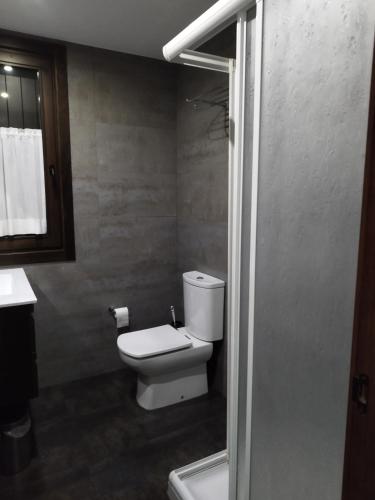a bathroom with a toilet and a sink at Casa Rural La Comella in Tirvia