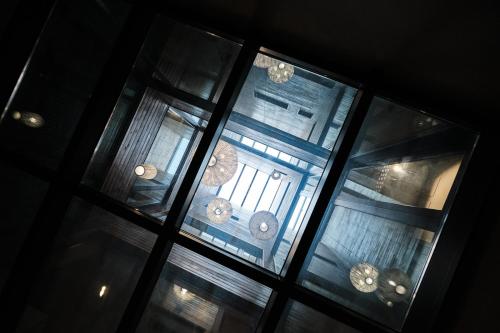 an overhead view of the ceiling of a building at Hotel Lux Santiago in Santiago de Compostela