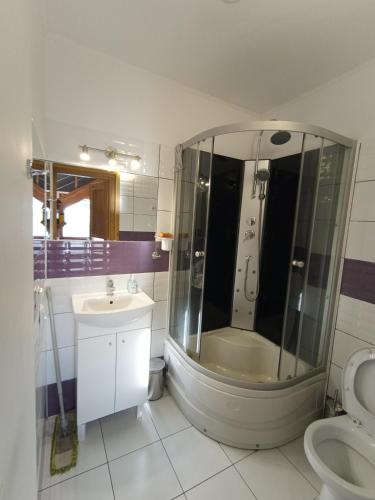 Ένα μπάνιο στο Spichlerz Apartmanety