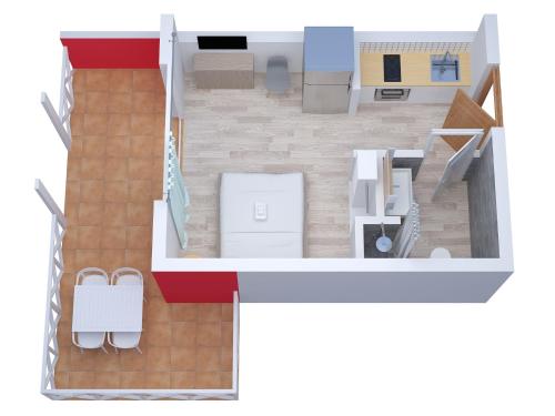 a rendering of a floor plan of a house at Résidence Ti'Kéol - Appartements avec terrasse 2 à 4 personnes, piscine in Sainte-Anne