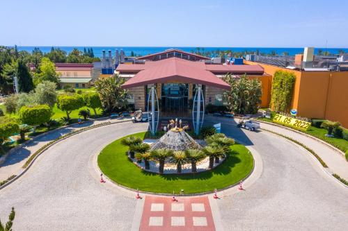 an overhead view of a building with a playground at AQI Pegasos World in Side