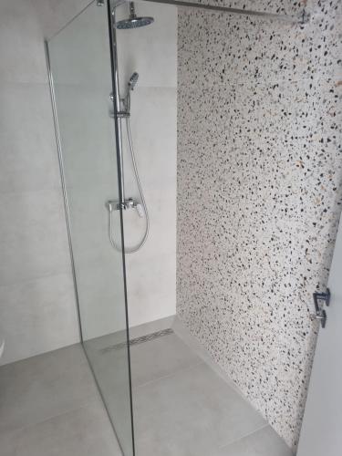 a bathroom with a shower with a glass door at Villa Mila in Bol