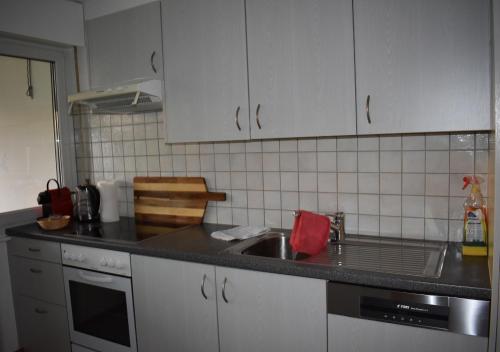 a kitchen with a sink and a counter top at Ruhiger Vorort Bern kostenloses Parken 6km Zentrum in Zollikofen