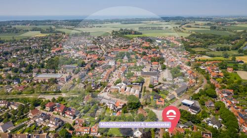 an aerial view of a town with houses at Welcome in - Vakantiehuis - Middelburgsestraat 61a - Koudekerke 'Villa Querina' in Koudekerke