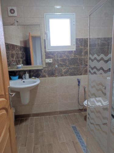 a small bathroom with a sink and a shower at Olivier 2 in Potinville