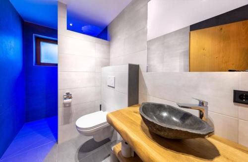 a bathroom with a sink and a toilet at Haus Wildkarblick Top 4 in Königsleiten