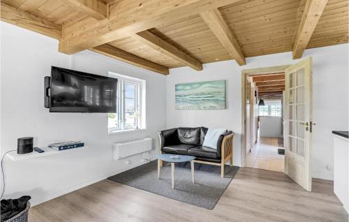a living room with a couch and a tv at Beautiful Home In Ulfborg With Kitchen in Øhuse