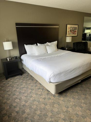a large white bed in a hotel room at Comfort Inn Huntington near University area in Huntington