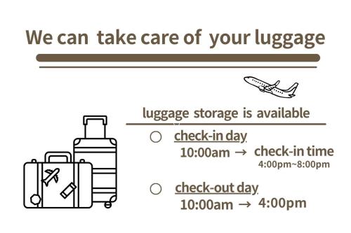 a set of two illustrations of luggage and an airplane at vacation rental SARAKU 茶楽来 in Osaka