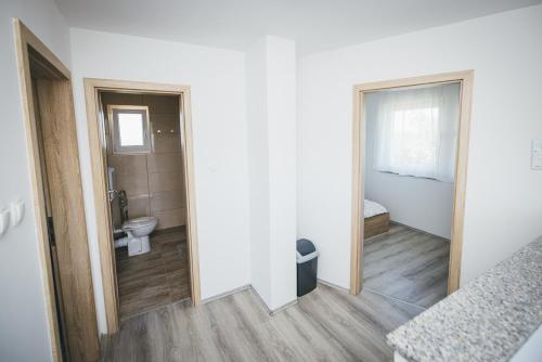 a room with a bathroom with a toilet and a window at Kuća za odmor Suha gora in Vrhovac