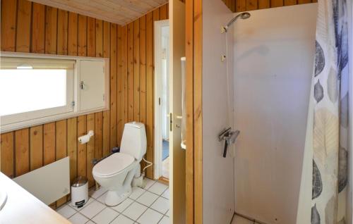 a bathroom with a toilet and a shower at Amazing Home In Anholt With Kitchen in Anholt