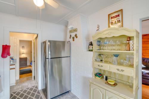 a kitchen with a stainless steel refrigerator in a room at Massachusetts Lake House with Dock - Pets Welcome! in New Marlborough