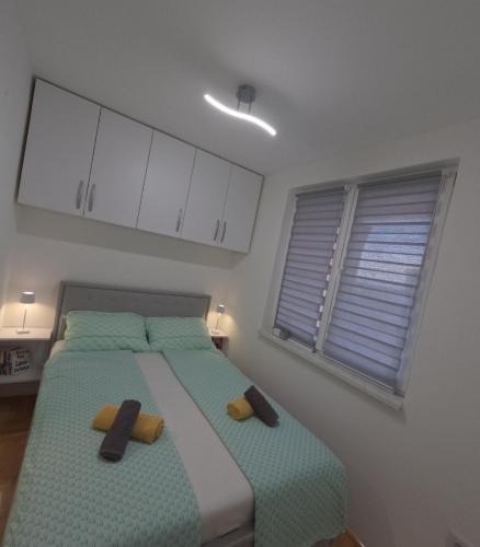 a bedroom with two twin beds and a window at Apartman Stevanovic BN in Bijeljina