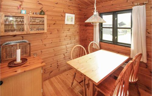 a dining room with a wooden table and chairs at 3 Bedroom Amazing Home In Samsø in Nordby