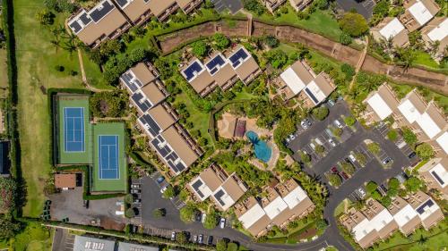 an overhead view of a suburb with houses at Tropical Paradise 1-bed 2-bath Oasis At The Pool in Wailea