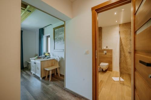 a bathroom with a toilet and a sink at "Podhalański Gościniec" -250 m Gorący Potok ,Termy Szaflary in Szaflary