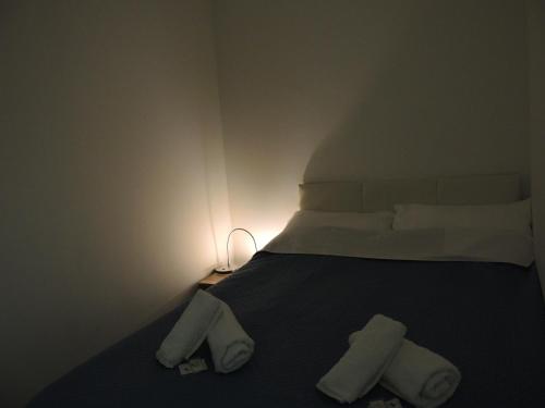 a bedroom with a bed with two pillows at Apartments 43 in Krnjača