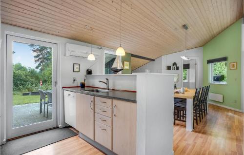 an open kitchen and dining room with a dining table at 3 Bedroom Awesome Home In Ebeltoft in Ebeltoft