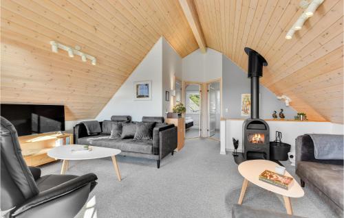 a living room with a couch and a fireplace at Lovely Home In Gråsten With Wifi in Gråsten