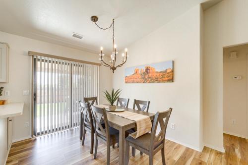 a dining room with a table and chairs at 3 Mi to Old Town Cottonwood Quiet Home with Patio in Cottonwood