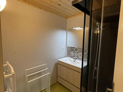 a bathroom with a sink and a mirror at Beau duplex 6 pers. à 200m des pistes, parking gratuit - FR-1-787-11 in Saint-Jacques-des-Blats