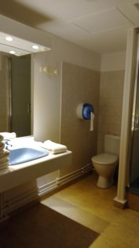 a bathroom with a sink and a toilet in it at hotel de france in Vatan