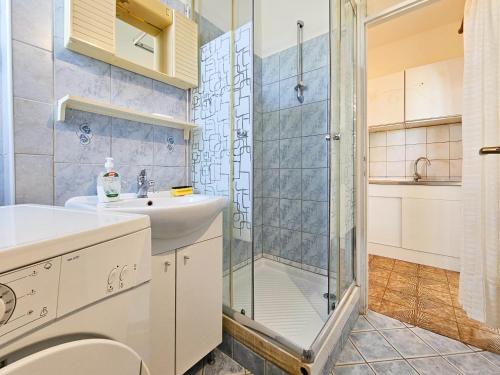 ein Badezimmer mit Dusche und Waschbecken in der Unterkunft Davor 1 in Dajla