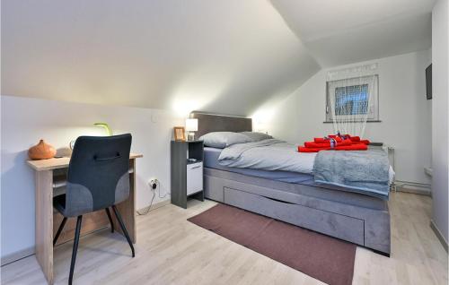 a bedroom with a bed and a desk with a chair at Cozy Home In Martinkovec With Wifi in Varaždinske Toplice