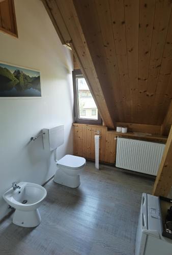 a bathroom with a toilet and a sink at Hotel Tarvisio Four Seasons in Tarvisio