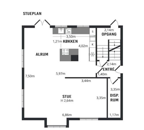 Půdorys ubytování Flot stort hus i Valby udlejes!