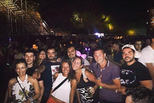 a group of people posing for a picture at a party at Apartman sa dvorištem sa privatnim parkingom i ulazom in Pasuljište