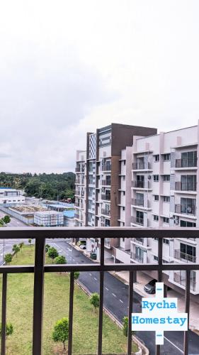 a view from the balcony of a apartment building at Rycha Homestay A famosa near Waterpark in Kampong Pulau Sebang