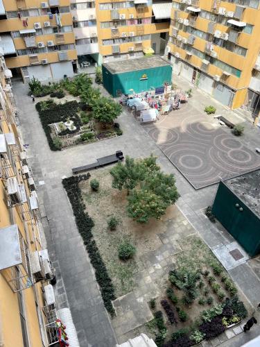 an aerial view of a courtyard in a city at Impact Arena C3 Milo in Nonthaburi