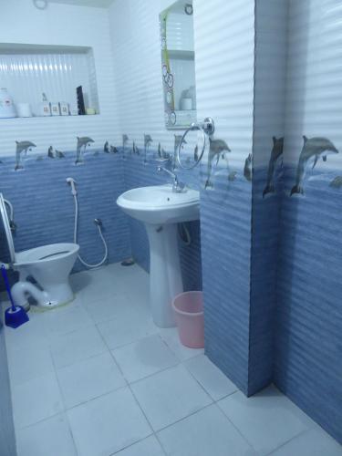 a bathroom with a sink and a toilet at Tanisha Heritage Haweli in Bikaner