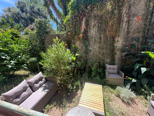 Grand T1 climatisé, jardin avec parking en ville