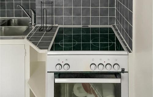 a white stove in a kitchen with a sink at 2 Bedroom Awesome Home In Frövi in Frövi