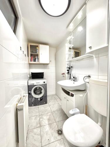 Ένα μπάνιο στο Panda1 Charmante, möblierte Ferienwohnung im Panda-Stil