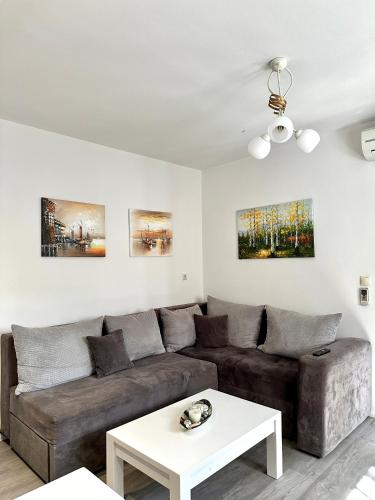 a living room with a couch and a table at Athena Apartment in Argostoli