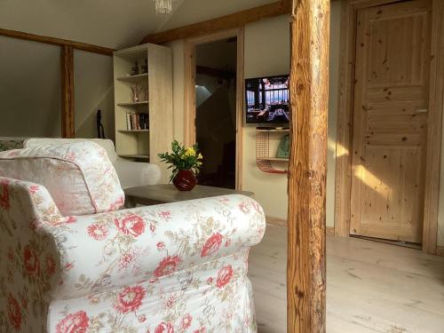 Televiisor ja/või meelelahutuskeskus majutusasutuses Hygge Home with terrace - Cottage-Style apartment with free parking Friday 7 pm - Monday 8 am
