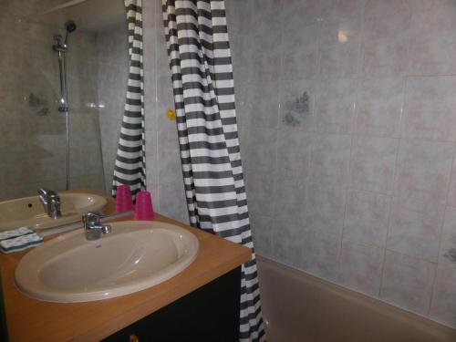 une salle de bain avec un lavabo et une douche dans l'établissement Chalets Alpages - Chalets Alpages 4 MAE-6417, aux Houches